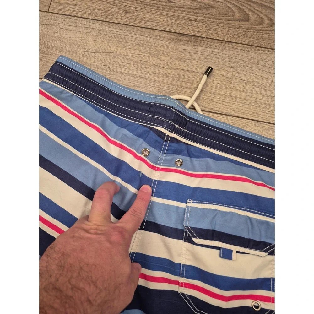 Allen Edmonds Mens Blue Striped Swim Trunks Handcrafted in Spain Size M